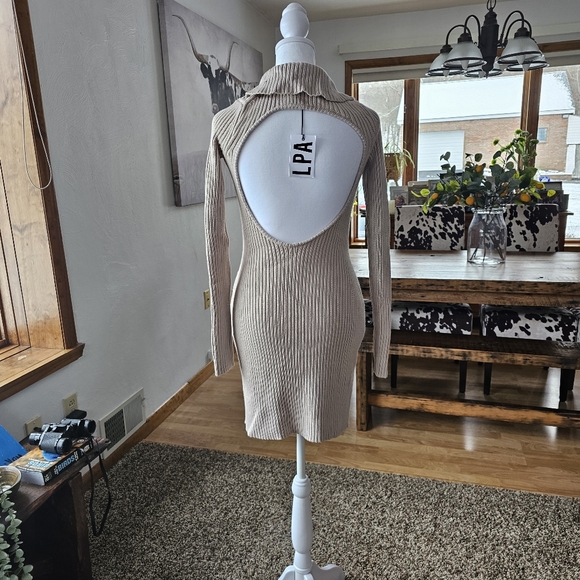 Revolve LPA Naolon Collar Mini Sweater Dress Taupe Size XS - Picture 7 of 12